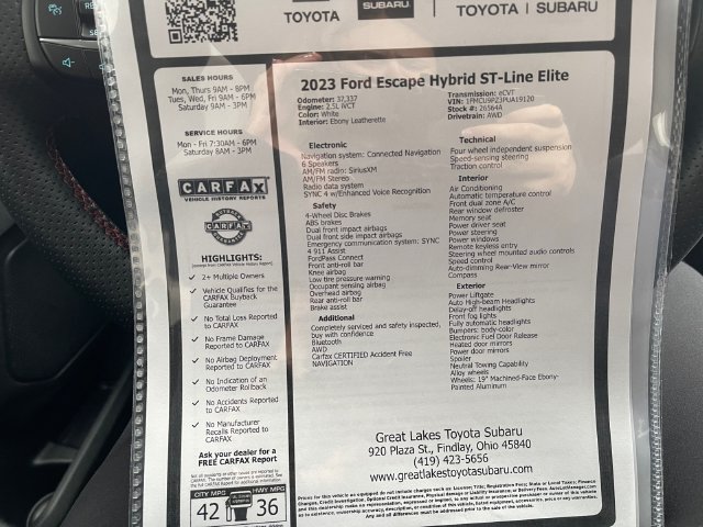 Used 2023 Ford Escape ST-Line Elite w/ Premium Technology Package AWD/4WD image 27