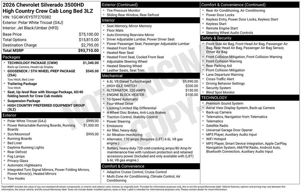 Used 2026 Chevrolet Silverado 3500 High Country w/ Technology Package AWD/4WD image 5