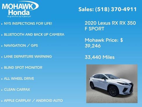 Used 2020 Lexus RX 350 F Sport w/ Accessory Package AWD/4WD image 3