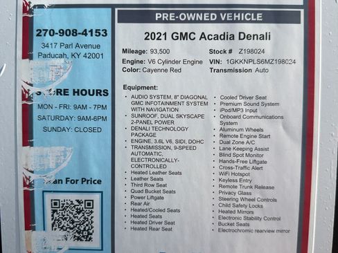Used 2021 GMC Acadia Denali w/ Denali Technology Package FWD image 32