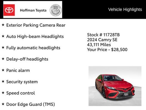 Used 2024 Toyota Camry SE AWD/4WD image 36