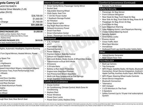 Used 2025 Toyota Camry LE w/ Convenience Package FWD image 27