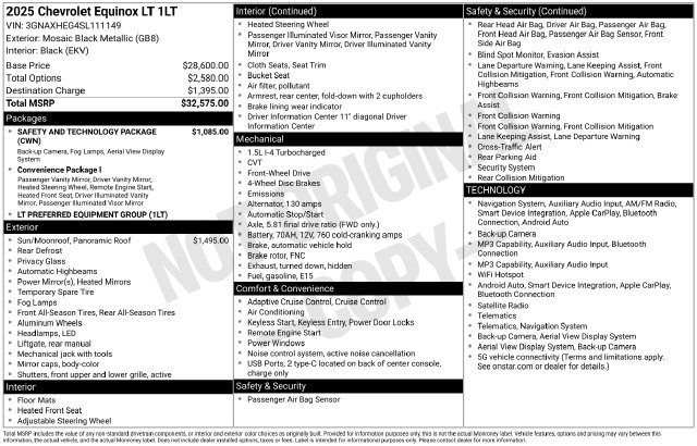 Used 2025 Chevrolet Equinox LT w/ Safety and Technology Package FWD image 2