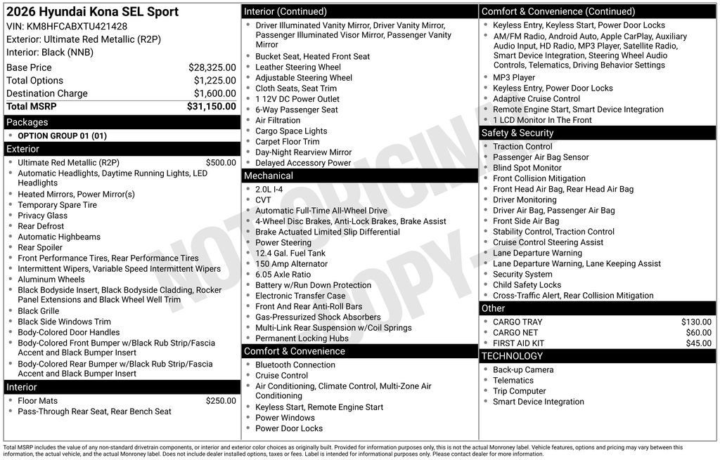 New 2026 Hyundai Kona SEL Sport AWD/4WD image 4