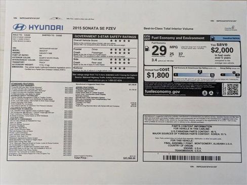 Used 2015 Hyundai Sonata SE w/ Option Group 09 image 27