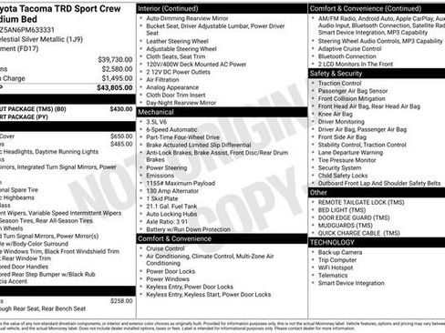Used 2023 Toyota Tacoma TRD Sport w/ Black Out Package (TMS) AWD/4WD image 32