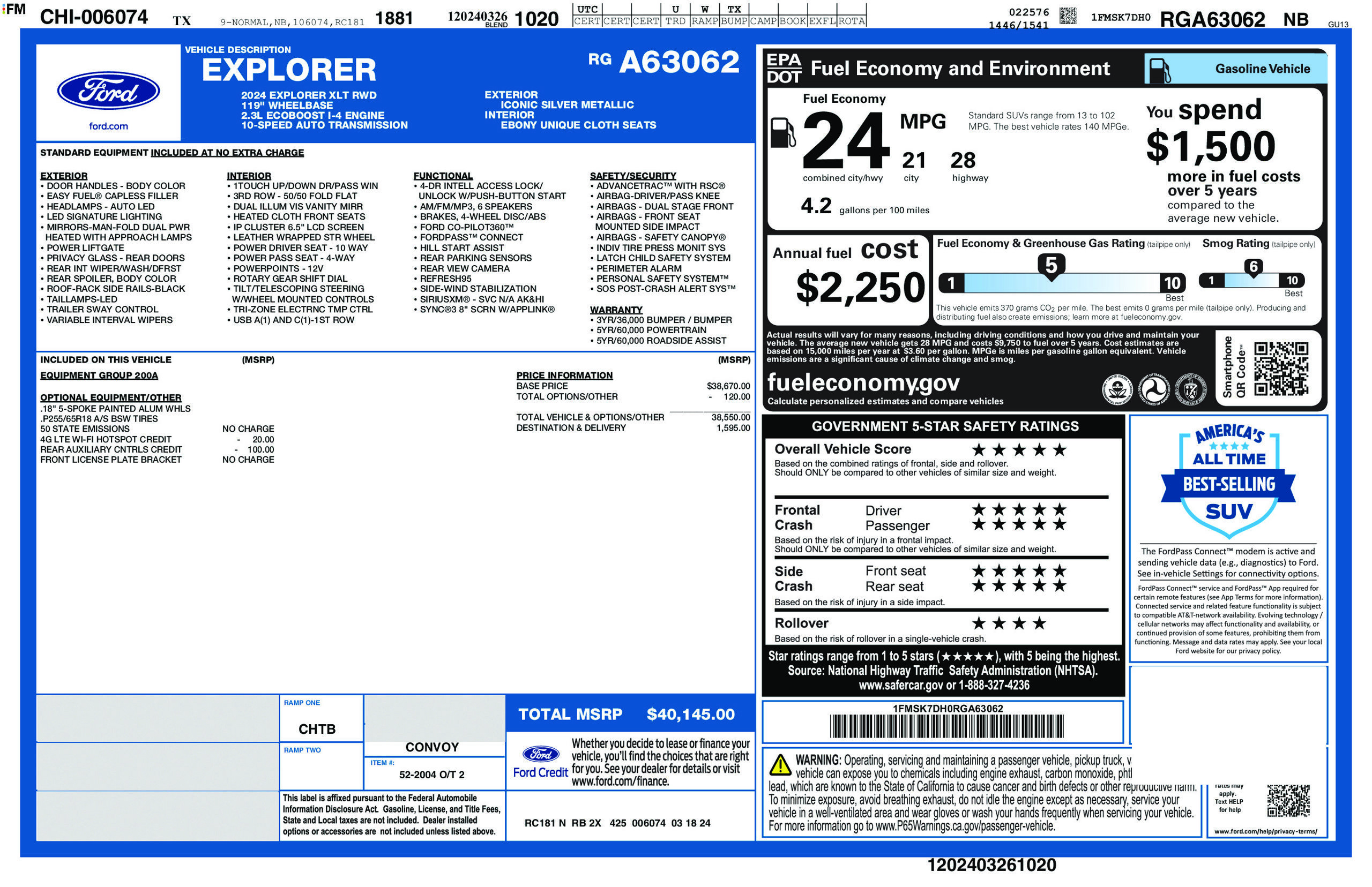 Used 2024 Ford Explorer XLT RWD image 28
