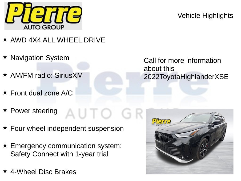 Used 2022 Toyota Highlander XSE AWD/4WD image 2