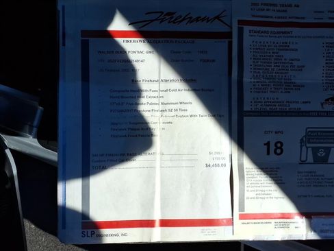 Used 2002 Pontiac Firebird Trans Am w/ SLP Firehawk Pkg image 15