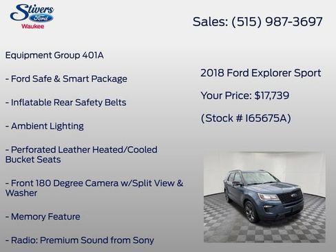 Used 2018 Ford Explorer Sport w/ Equipment Group 401A AWD/4WD image 8
