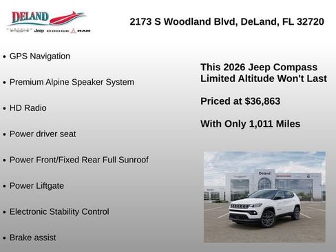 New 2026 Jeep Compass Limited w/ Sun, Sound & Navigation Group AWD/4WD image 24