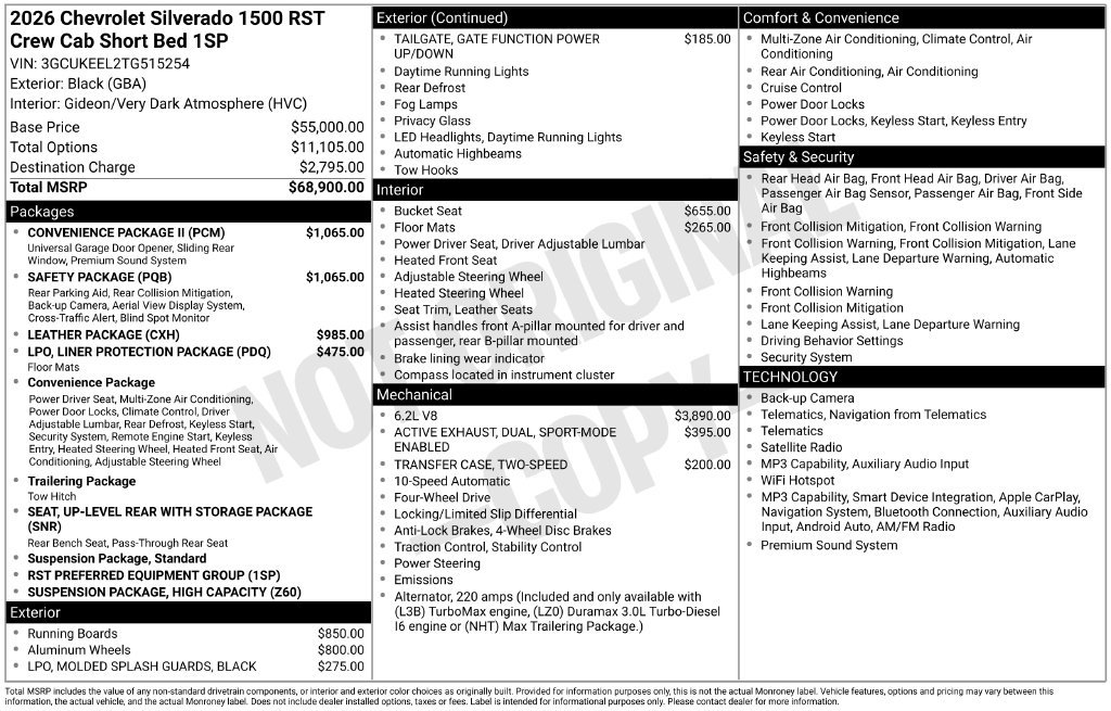 New 2026 Chevrolet Silverado 1500 RST w/ Safety Package AWD/4WD image 39