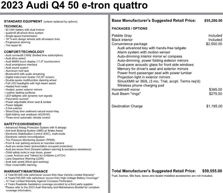 Used 2023 Audi Q4 e-tron Premium w/ Convenience Package AWD/4WD image 3