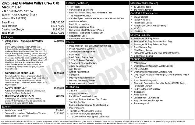 Used 2025 Jeep Gladiator Sport AWD/4WD image 3