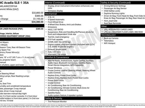 Used 2019 GMC Acadia SLE w/ LPO, Floor Liner Package FWD image 6