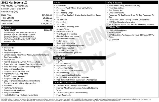 Used 2012 Kia Sedona LX w/ PWR Pkg FWD image 3