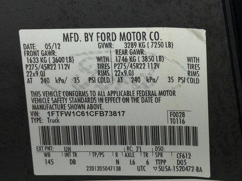Used 2012 Ford F150 Harley-Davidson RWD image 88