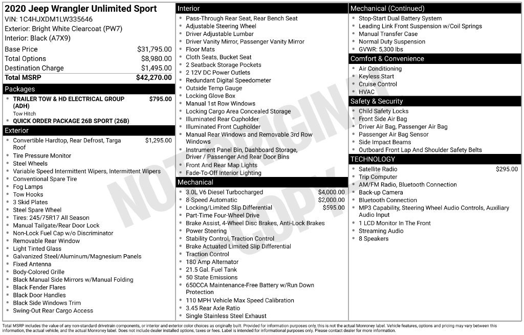 Used 2020 Jeep Wrangler Unlimited Sport AWD/4WD image 9