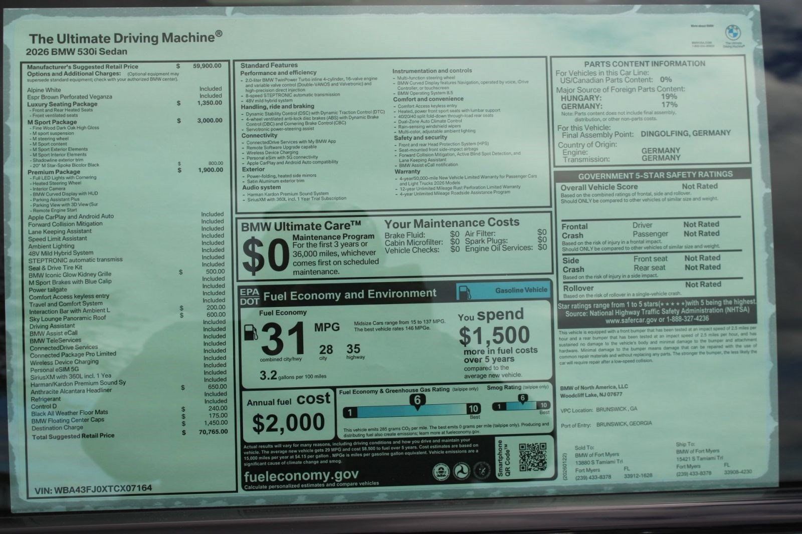 Used 2026 BMW 530i w/ M Sport Package RWD image 31
