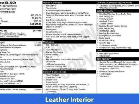 Used 2013 Lexus ES 300h w/ Luxury Pkg FWD image 41