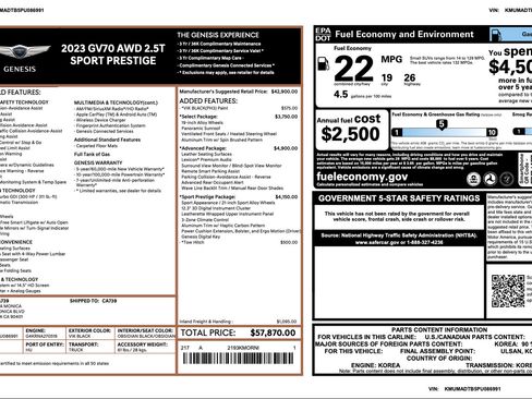 Certified 2023 Genesis GV70 2.5T w/ Sport Prestige Package AWD/4WD image 3