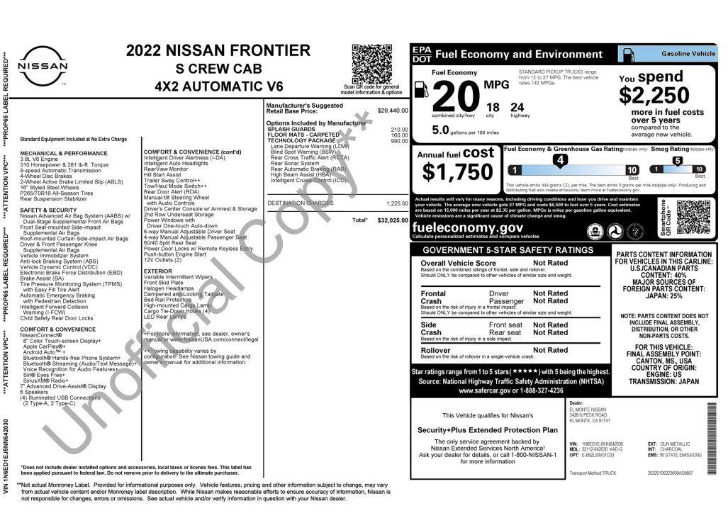 Used 2022 Nissan Frontier S w/ Technology Package RWD image 5