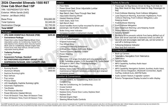New 2026 Chevrolet Silverado 1500 RST w/ LPO, Dark Essentials Package AWD/4WD image 30