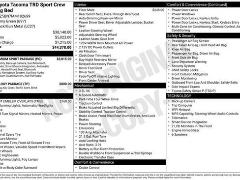 Certified 2021 Toyota Tacoma TRD Sport w/ TRD Premium Sport Package AWD/4WD image 35