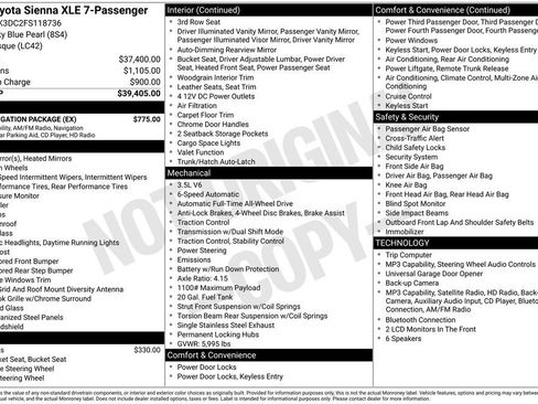 Used 2015 Toyota Sienna XLE w/ XLE Navigation Package AWD/4WD image 33