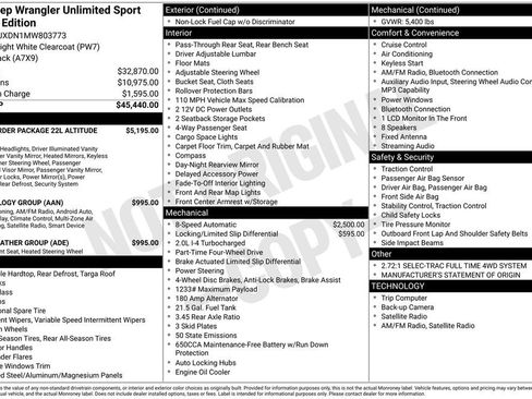Used 2021 Jeep Wrangler Unlimited Sport AWD/4WD image 13