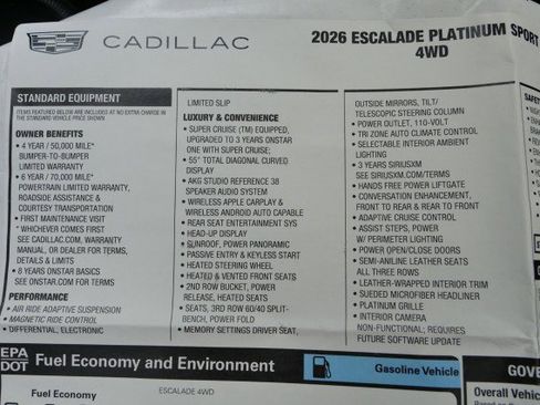 Used 2026 Cadillac Escalade Platinum Sport w/ LPO, ONYX Package AWD/4WD image 72
