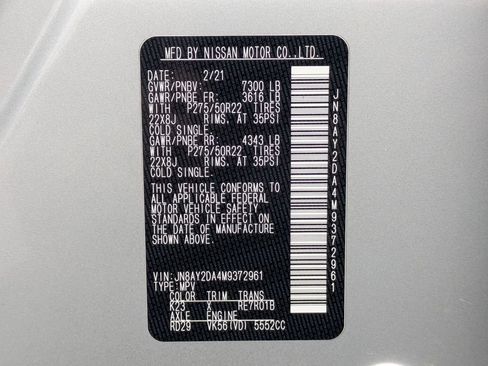 Used 2021 Nissan Armada Platinum w/ Captain's Chairs Package image 34