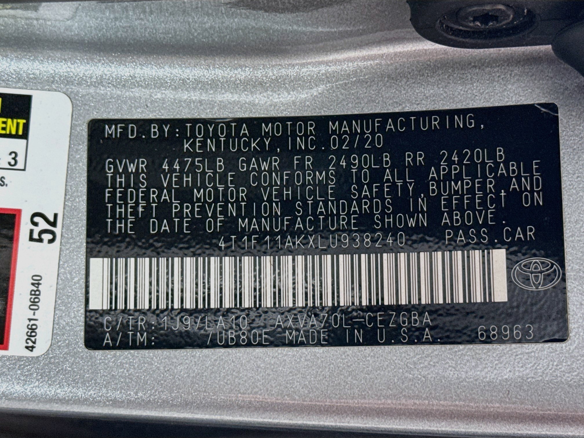 Certified 2020 Toyota Camry XLE w/ Navigation Package FWD image 33