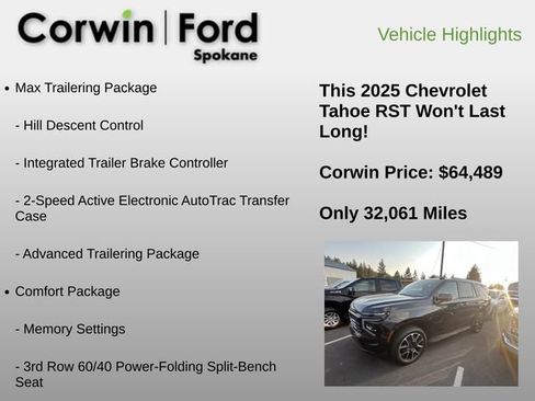 Used 2025 Chevrolet Tahoe RST w/ Comfort Package AWD/4WD image 6
