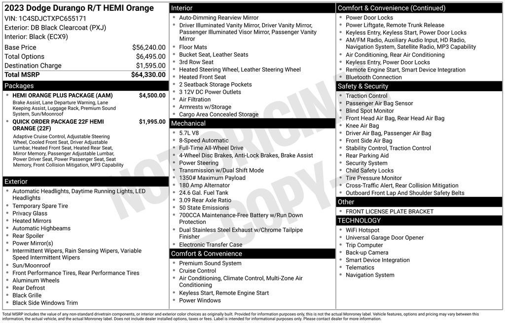 Used 2023 Dodge Durango R/T w/ Hemi Orange Plus Package AWD/4WD image 42