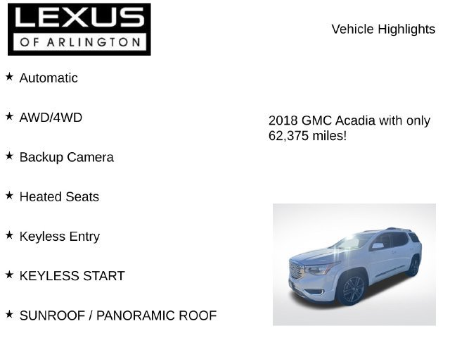 Used 2018 GMC Acadia Denali w/ Technology Package AWD/4WD image 8
