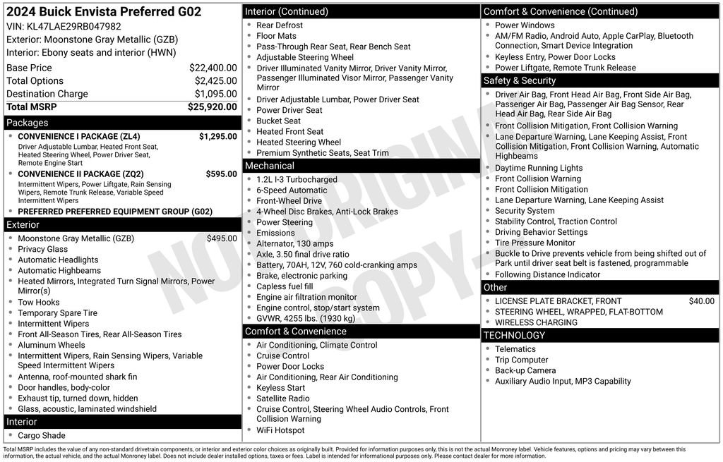 Used 2024 Buick Envista Preferred w/ Convenience I Package FWD image 9