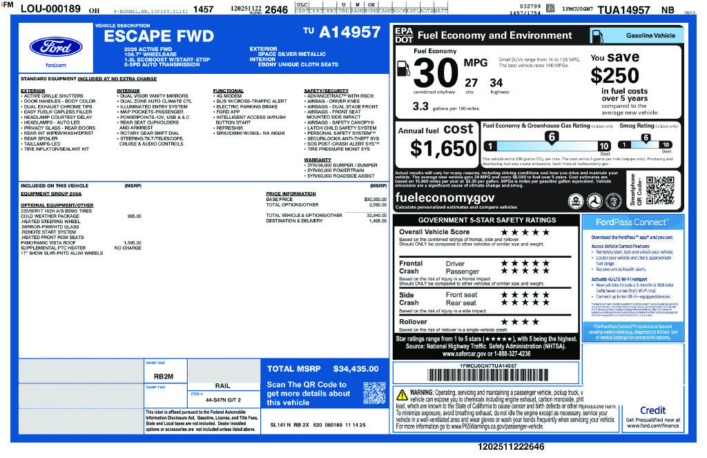 Used 2026 Ford Escape Active w/ Cold Weather Package FWD image 2