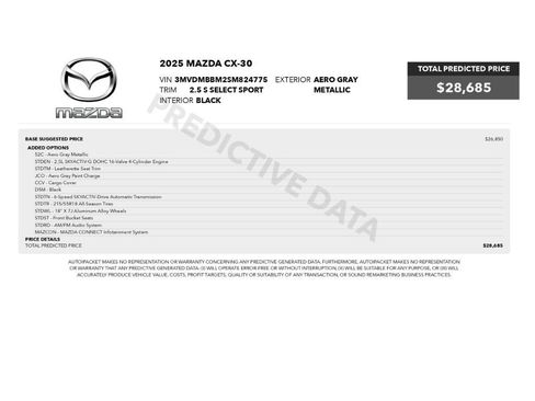 Used 2025 MAZDA CX-30 AWD 2.5 S w/ Select Sport Pkg image 2