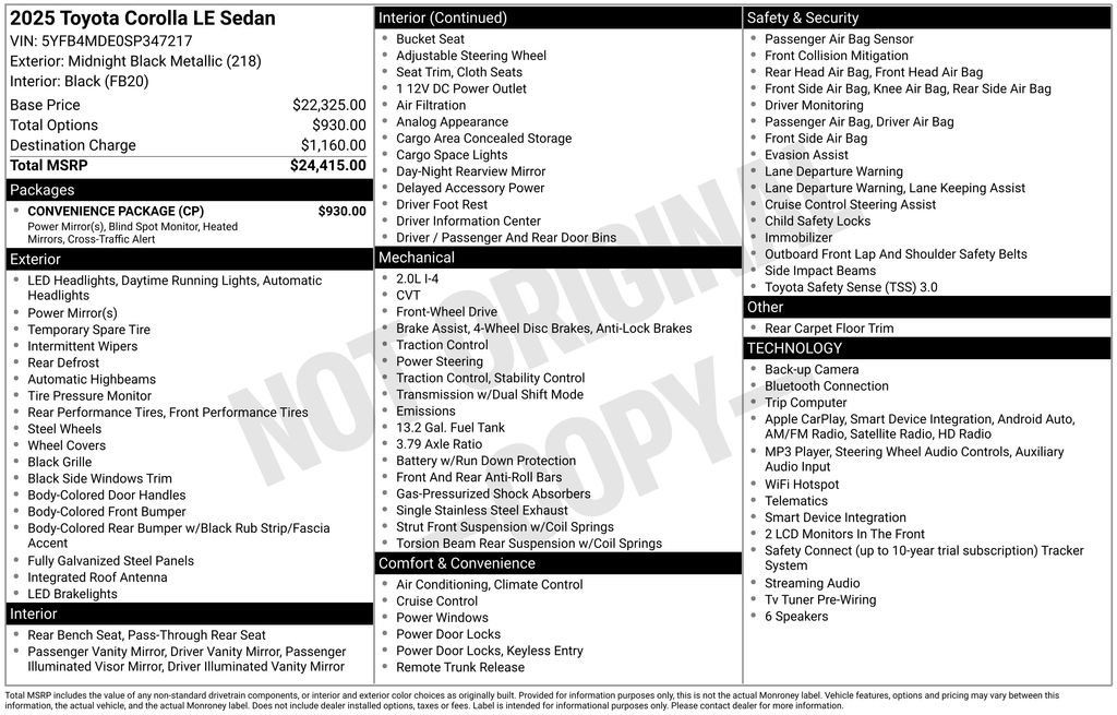Certified 2025 Toyota Corolla LE w/ Convenience Package FWD image 29