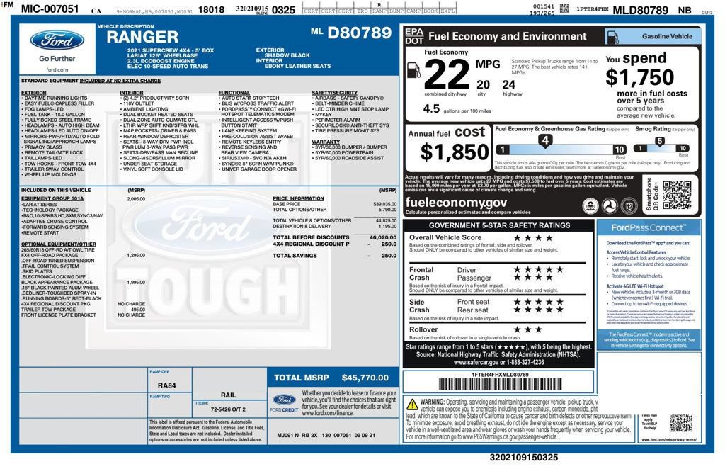 Used 2021 Ford Ranger Lariat w/ Equipment Group 501A High AWD/4WD image 8