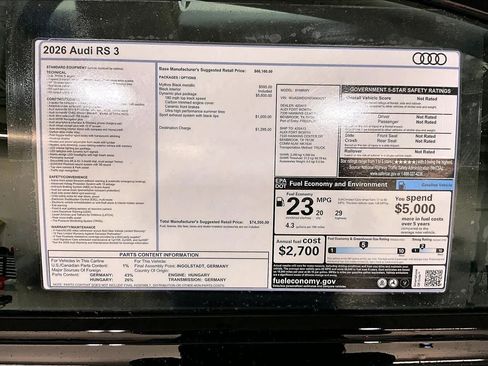 New 2026 Audi RS 3 image 16