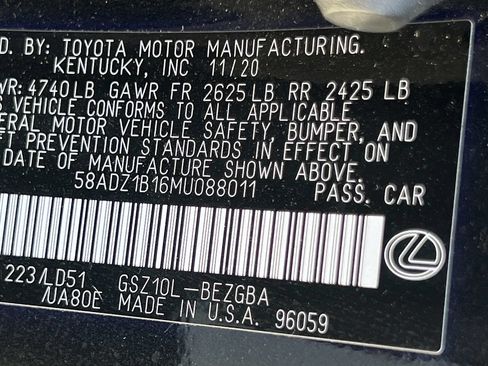 Used 2021 Lexus ES 350 w/ Premium Package FWD image 11