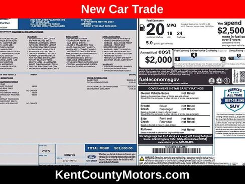 Used 2020 Ford Explorer Platinum w/ Premium Technology Package AWD/4WD image 1