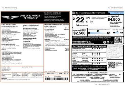 Used 2023 Genesis GV80 2.5T w/ Prestige 20" Package image 6