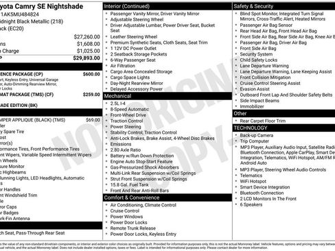 Used 2021 Toyota Camry SE w/ Convenience Package FWD image 3