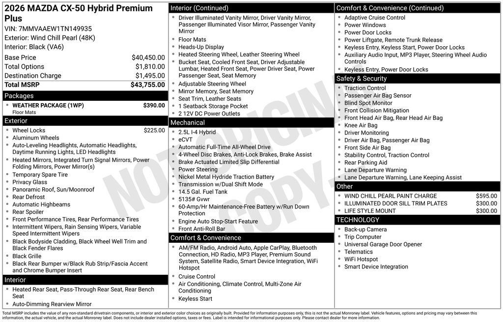 Certified 2026 MAZDA CX-50 2.5 Hybrid w/ Weather Package AWD/4WD image 19
