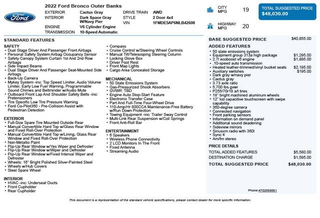 Used 2022 Ford Bronco Outer Banks AWD/4WD image 3