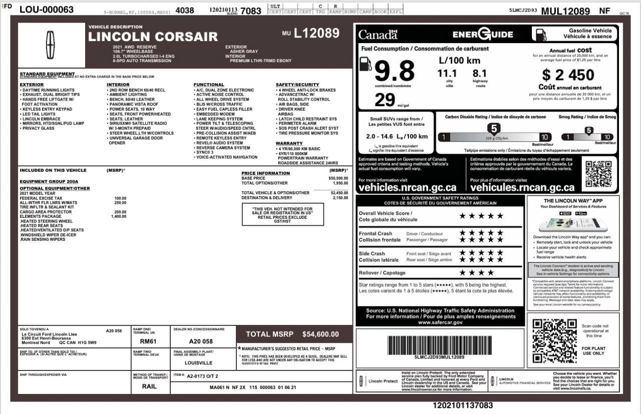 Used 2021 Lincoln Corsair Reserve w/ Elements Package AWD/4WD image 19