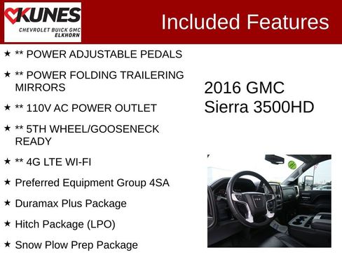 Used 2016 GMC Sierra 3500 SLT w/ Duramax Plus Package image 3